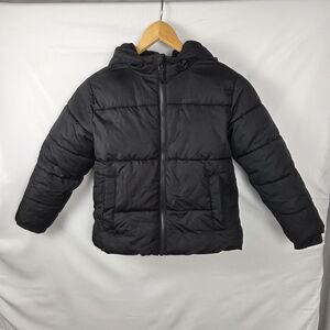 SwissTech Kids Puffer Jacket Black Hooded S (6-7)